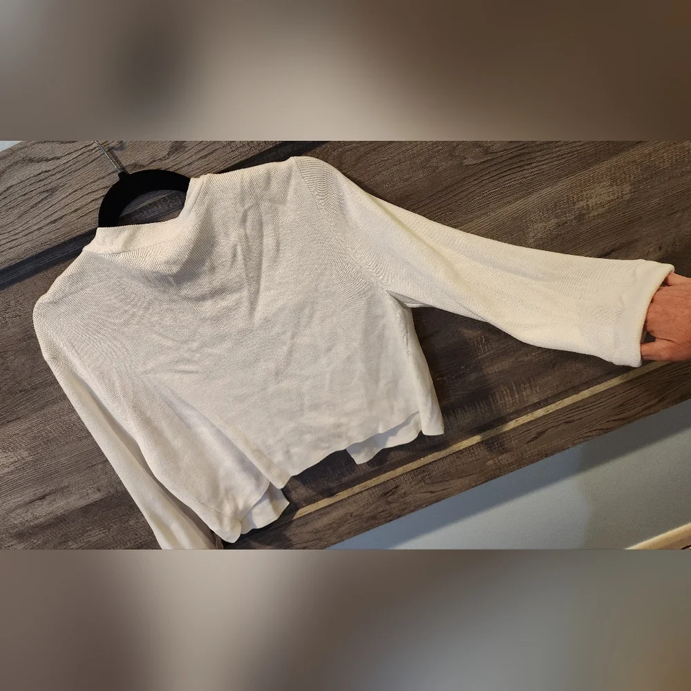 Women's Talbots White Cardigan, Size L - Picture 9 of 10